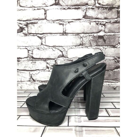 Diesel Kaboom Tulley Black Leather High Heel Platform Nubuck Sandals Women Sz 38 - Picture 10 of 16